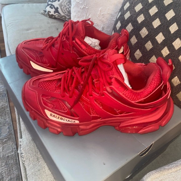 Red Balenciaga Track Sneakers - Picture 3 of 14